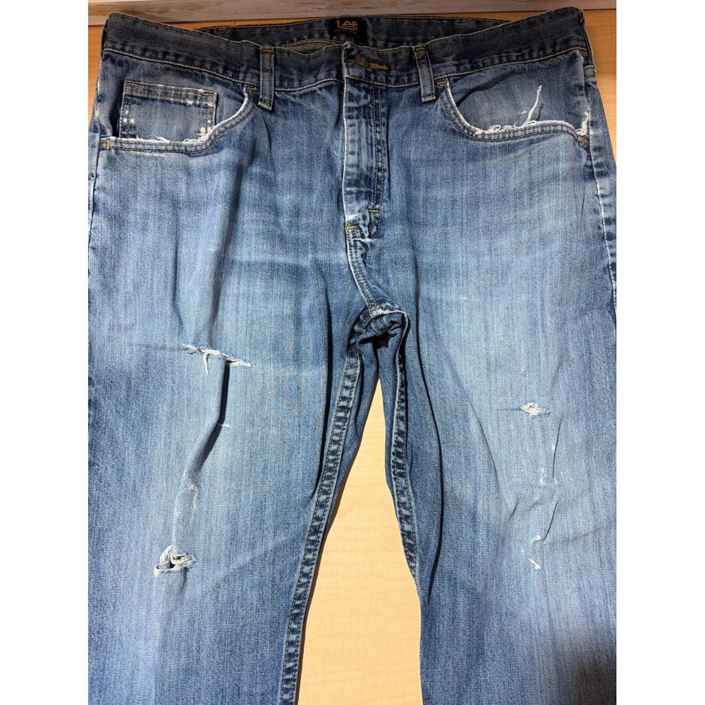 Lee Dungarees Vintage Slim Mens Blue Distressed Denim Jeans‎ 38x30